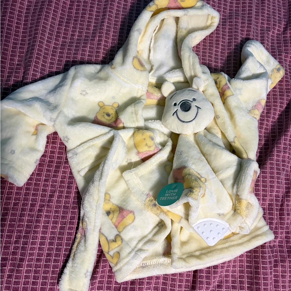 Disney Winnie the Pooh Yellow Baby Bathrobe